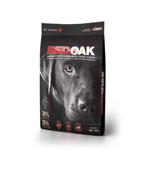 Realtee Red oak Obtenga y mantenga el máximo rendimiento de su perro con el nuevo alimento para perros de alto rendimiento Red Oak®, ideal para perros de parcela, con alta actividad física o perros de caza. Evita que se caiga su peso.